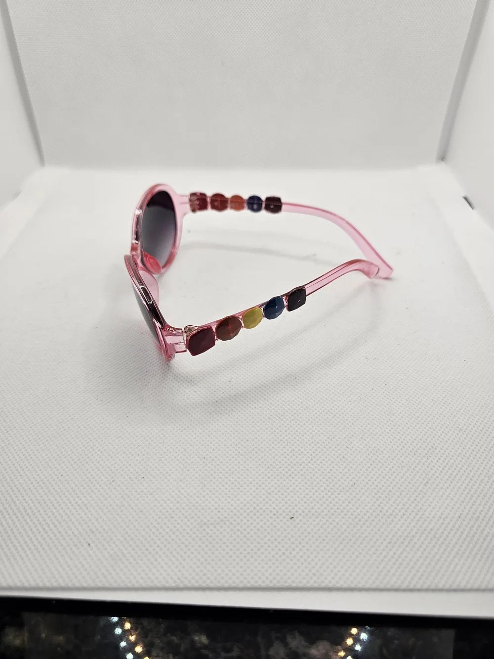 Pink Little Girls Beaded Temple Sunglasses